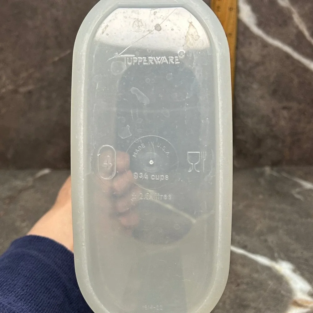 Tupperware Modular Mates Oval Canisters Set of 2 Clear with only one Green Lid